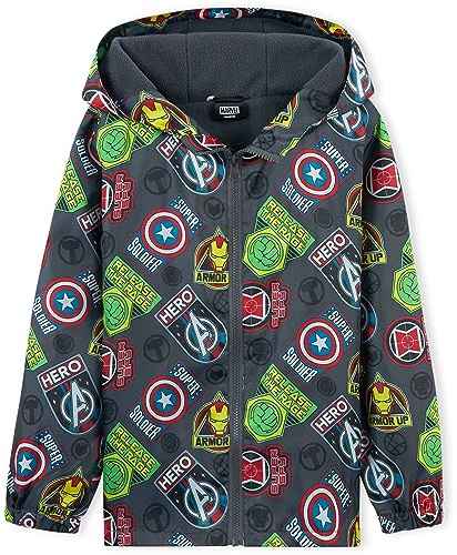 Get Trend Marvel Boys Waterproof Jacket Avengers Spiderman Hooded Jacket Fleece Lining Raincoat for Boys Teenagers 4-14 Years