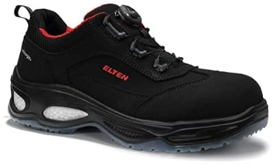 ELTEN Sicherheitsschuhe Owen BOA Black Low ESD S2, Damen und Herren, Textil, Kunststoffkappe (Leichter als Stahlkappe), leicht, klassisch 45, Schwarz
