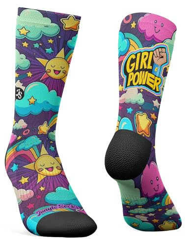 Jungle Socks Calzini Sportivi Lunghi Colorati e Divertenti per Uomo e Donna, per CrossFit, Ciclismo, Corsa, Palestra, MTB. Progettato in Europa. 43-46 EU.