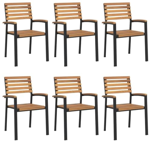 vidaXL Stapelbara trädgårdsstolar 6 st massivt akacia&metall