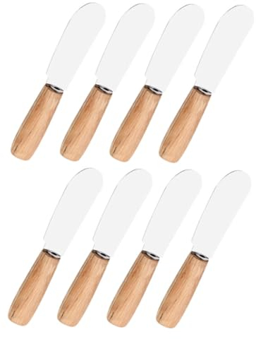 BESTonZON 8piezas Espátula Para Mantequilla Para Repostería Pasteles y Pan Hecha De Acero Inoxidable Mango De Madera Incluye Raspador Para Hornear y Herramienta Para Hacer Pasteles Para Unta