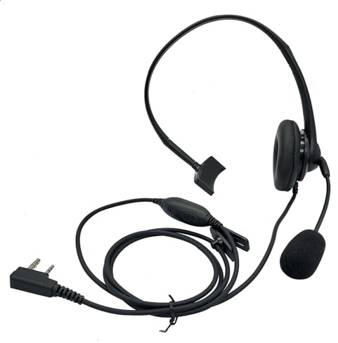Single Sided Over The Ear Headphone Ptt Mic Earpiece Two Way Radio Headset with Boom Mic for Baofeng for Kenwood for Retevis Walkie Talkie