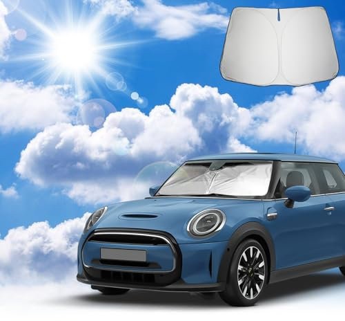 Coleya Parasol para Coche Compatible con Mini Cooper F55 F56 F57 2015-2023, Parasol para Parabrisas Delantero de Coche, Accesorios Mini Cooper Protección Solar, Protección UV, Plegable