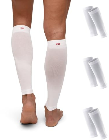DANISH ENDURANCE Fasce a Compressione Graduata Uomo Donna, 21-26mmhg, Gambaletti Compressione, 1 o 3 Paia, Bianco, M