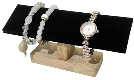 Segvi T-förmige Uhrenständer - und Armbandständer ist mit einem abnehmbaren Design ausgestattet. Hergestellt aus Black Wildlederimitat. Maße: 19,5 x 5 x 8,9 cm.