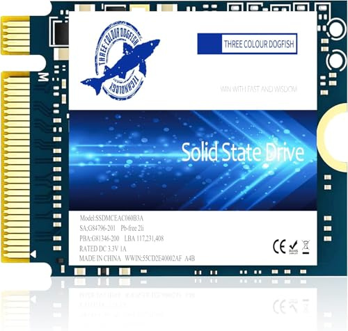 Dogfish M.2 2230 SSD 2TB NVMe PCIe 4.0 Up to 5500MB/s 3D TLC NAND Gaming Internal Solid State Drive Compatible with Steam Deck PS5 Surface Pro Laptop Desktop (2TB)