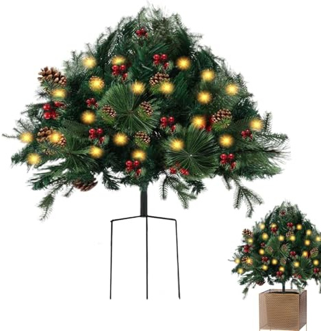 Twinkle Christmas Tree,LED Christmas Tree Konstgjord Röda bär Kotter