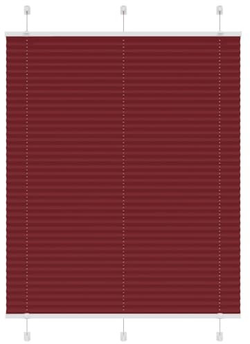 vidaXL Plissee Bordeauxrot 110x150 cm Stoffbreite 109,4 cm Polyester, Faltrollo, Klemmfix, Plisseerollo, Jalousie, Rollo, Plisseerollo für Fenster
