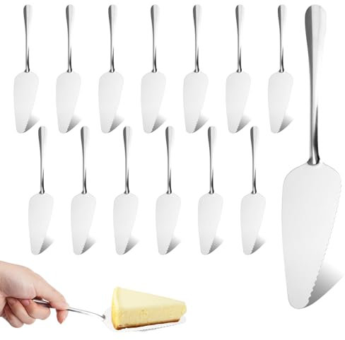 14 Pezzi Paletta Torta, Professionale Set di Coltelli per Torte, Pala per Torta in Acciaio Inossidabile, Lucido Paletta per Torte con Bordi Seghettati per Feste, Ristoranti, Cucine (23 x 4,5 cm)