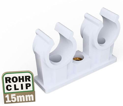 FUX 20 rörklämmor 14–15 mm rörklämmor, rörklämmor med M6 metallgänga, rörhållare, dubbelklämma för sanitär och uppvärmning