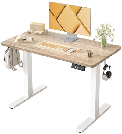 BEXEVUE Escritorio eléctrico Ajustable en Altura 100×60 cm – Mesa ergonómica de pie y Sentado, Estable y silenciosa con 2 Botones de Memoria, diseño Moderno para Oficina y teletrabajo, Color Arce