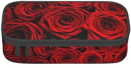 MDATT Red Rose Flower School Pencil Case,Multi Slot Pencils Pouch,Cute Portable Pen Bag,Pens Cases for School Office
