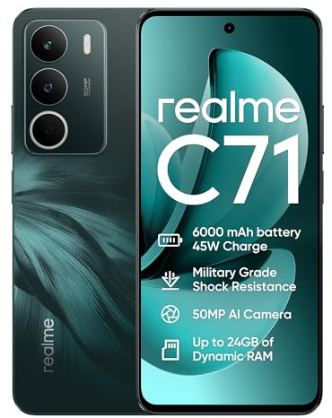 realme C71 Smartphone 8+256 GB, 6.67 HD LCD 120Hz Display, 6000mAh Battery, 45W Fast Charging, 50MP Main Camera, 4G Dual SIM Mobile Phone, Jade Green