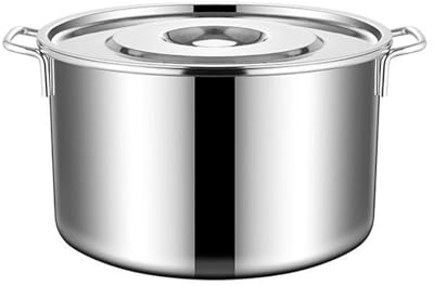 Pot en acier inoxydable Pot de soupe à grande capacité de grande capacité avec couvercle 2 poignées de cuisson professionnelle pour la cuisine de cuisine (Diamètre intérieur 45 cm / 17,7 pouces)