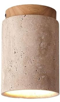 Lámpara de Techo de mármol de Piedra Natural, Estilo Industrial Retro, Color Madera y Base de Color Nogal Negro, Cerca de Las luminarias de Techo para Dormitorio, escaleras, Hotel,