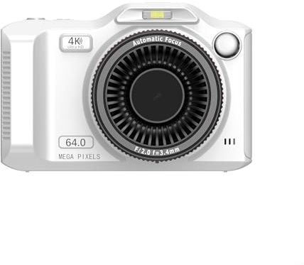 Cámara digital 4K de doble lente con pantalla HD de 2.8 pulgadas, capacidad de zoom de 18x, WiFi para compartir instantáneamente, soporta tarjeta de 256 GB para fotografía de viajes (blanco)
