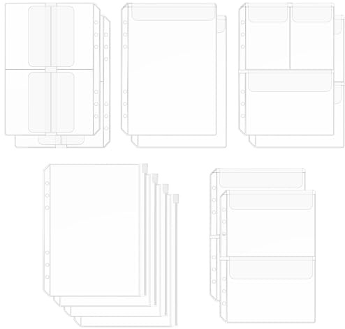 12PCS Clear A5 Binder Zipper Inserts - Premium A5 Binder Accessories with 6 Holes, Binders Inserts Folders for Refillable Planner, Perfect for Travelers Notebook Insert Calendar Organizers