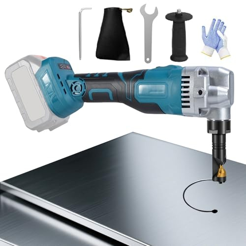 Blechknabber Akku, 3 Stufige Bürstenlose Elektro-Metallschere Kompatibel mit Makita 18V Akku, 950W 3.5m/min 1900SPM, Knabber Blechknabber mit 360° Drehbarer Knabberkopf (ohne Akku)
