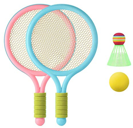 Peosaard Barn tennisracket set plast småbarn badmintonracket med badmintonboll tennisboll och racket barn