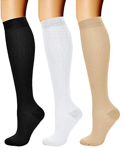 CHARMKING Compression Socks for Women & Men Circulation (3 Pairs) 15-20 mmHg is Best Support for Athletic Running Cycling (S/M, Multi 02)