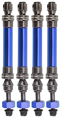 VGEBY Arbre D'entraînement RC, 4 Pièces Arbre de Transmission Avant Arrière CVD Haute Précision Essieu de Transmission en Métal pour Traxxas Slash 4X4 1/10 Voiture RC(Bleu Marin)