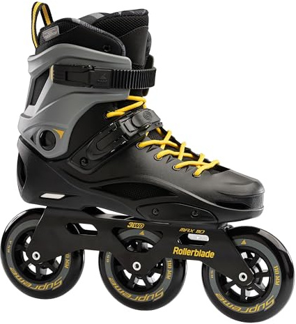 Rollerblade RB 110, Herren Inline Skates, robuster Schalenschuh, Schwarz/Safran Gelb, Gr. 43