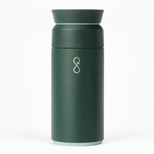 Ocean Bottle - Recycled Stainless Steel Brew Flask - Eco-Friendly & Reusable Bottle - Forest Green - 350ml