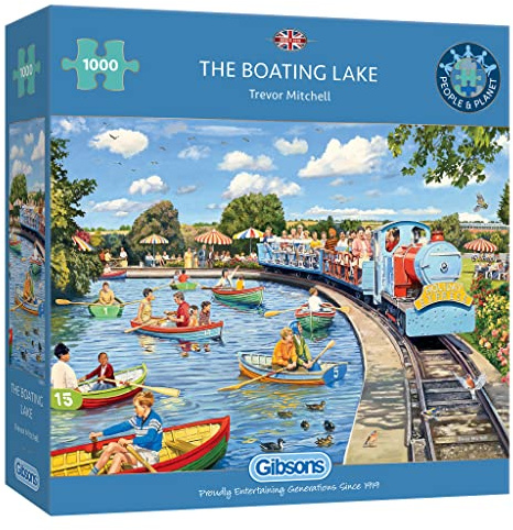 Gibsons The Boating Lake 1000 Piece Jigsaw Puzzle for Adults - Nostalgic Summer Puzzle - Sustainable Jigsaw Puzzle for Adults - Premium 100% Recycled Board - Great Gift
