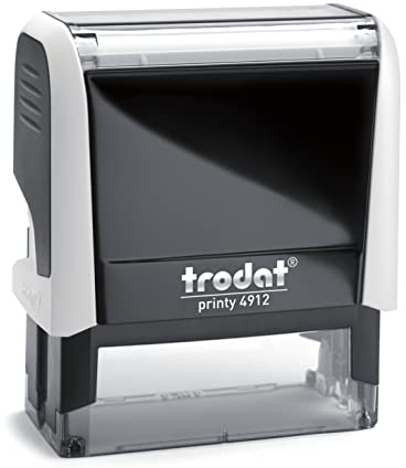 Stempel Personalisiert Trodat Printy 4912 – Firmenstempel Selbst Erstellen mit 5 Zeilen Text – Gehäuse Arktisweiss, Abdruck 47x18 mm