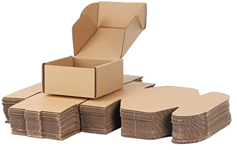 RLAVBL 25 Stück Braune Versandkartons mit den Maßen 10,2 x 10,2 x 5,1 cm für den Versand von Gegenständen, Spielzeug und Geschenken