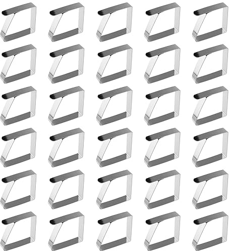 CHUEHKAK 30 Stück Tischklammern Edelstahl, 5 x 4cm, Tischdeckenklammern, Innen- und Draußen Tischdeckenhalter, Tischtuchklammern Klein, Tischdecke Clips, für Dicke Tische Gartentisch, Silber