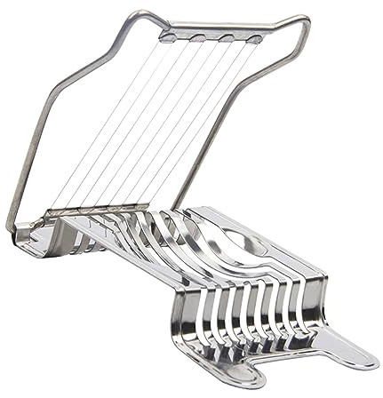 Tagliauova in Acciaio Inossidabile con Fondo Stabile, Utensile da Taglio Liscio per Uova Sode e Frutta, Facile da Pulire, (Filo di acciaio)