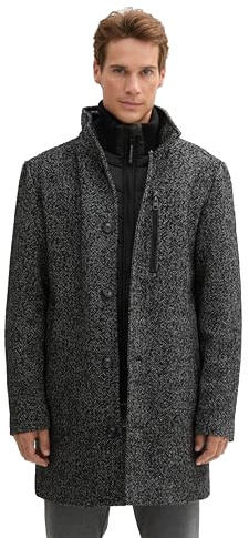 TOM TAILOR 1043708 Abrigo de Lana, 36082-black Spotty Herringbone, XL Hombres