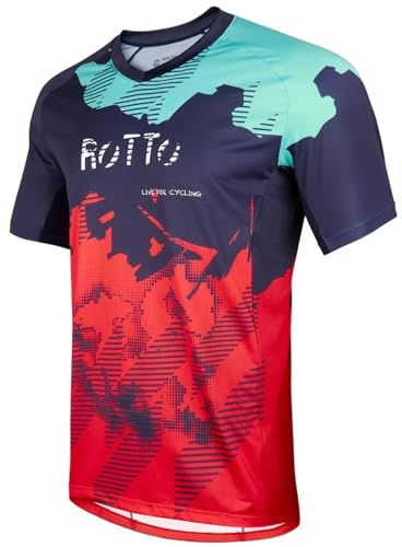 ROTTO Herren Mountainbike Trikot Kurzarm Radtrikot für MTB BMX Downhill Kurze Ärmel Schnell Dry, Cyberpunk-Stil