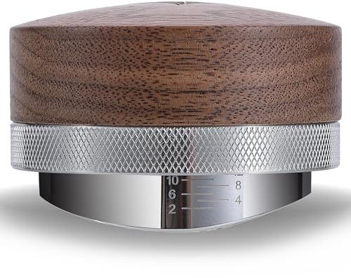 KNODOS 54mm Espresso Distribution Tool Walnut Coffee Distributor Adjustable Depth Stainless Steel Espresso Leveler Compatible with Breville Espresso Machines