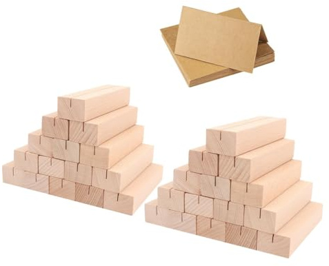 Acrylic 30 Pezzi portacarte in legno,Wood Card Holder, Inserire la Carta I titolari, Porta carte menu in legno di faggio, per Ristoranti Matrimoni Banchetti Feste Celebrazioni