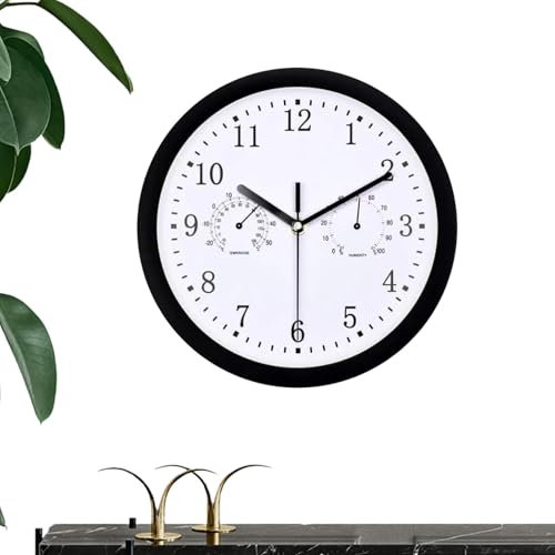 Gartenuhr Wetterfest Outdoor,10 Zoll Außenuhren Wetterfest Mit Thermometer Und Hygrometer,Lautlos Uhr,batteriebetriebene Qualitätsuhr Für Terrasse, Pool, Garten,Heimdekoration