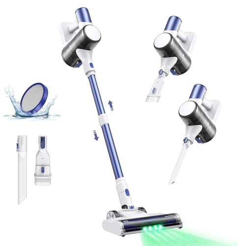 Ultenic U10Ultra Aspiradora Escoba sin Cable 40Kpa, Autoportante, Aspiradora Vertical Ligera con LED Verde, Ciclón Múltiple, Filtración de 5 Capas, Autonomía 40Min, para Coche, Hogar, 450W