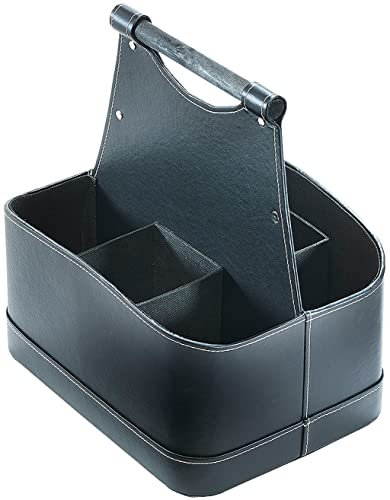 Kobolo Flaschenkorb aus Kunstleder – Eleganter schwarzer Weinkorb für 6 Flaschen – Stabile Tragetasche für Weinflaschen & Getränke