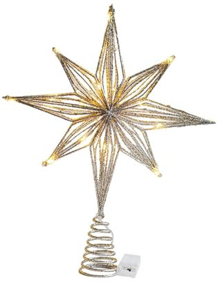 LeeQinersw Weihnachtsbaumspitze Stern Beleuchtet, Christbaumspitze Beleuchtet mit Eingebautem, 3D Geometrisch Stern Weihnachtsbaumspitze für Weihnachtsdekoration Neujahr Dekor, 20 cm Champagner