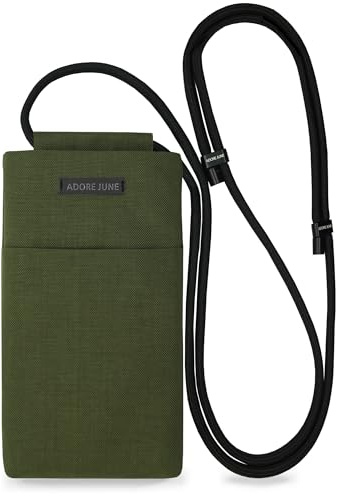 Adore June Telefon Crossbody Väska Move kompatibel med 6-6,3 Tum Smartphones (som iPhone 17 Pro, iPhone Air, 16e, 16Pro, Galaxy S25, Pixel 10 Pro), Justerbar Rem, Oliv-Grön