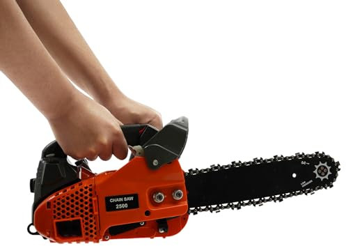 Motosierra de gas de 12 pulgadas, 900 W, 25,4 cc, motosierra de gasolina, tensión ajustable, 2 tiempos, 1,22 HP, cadena de motosierra automática, juego de sierra forestal con cubierta de chapa guía,