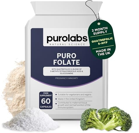 Purolabs Folate Supplement – High-Potency Methylfolate (5-MTHF) for Energy, Brain Function & Prenatal Health – Bioavailable & Vegan-Friendly