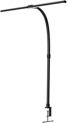 LUXULA LED Doppelkopf Schreibtischlampe, klemmbar, dimmbar, 5 Farbtemperaturen, flexibel einstellbar, 24W, 800lm, schwarz - Tischleuchte Bürolampe Monitorlampe Büro Arbeitsplatz