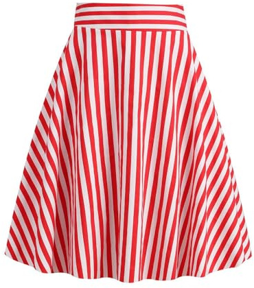 Generisch Rayas retro para mujer esta falda de moda casual de estilo retro relojes de pared, rojo, L
