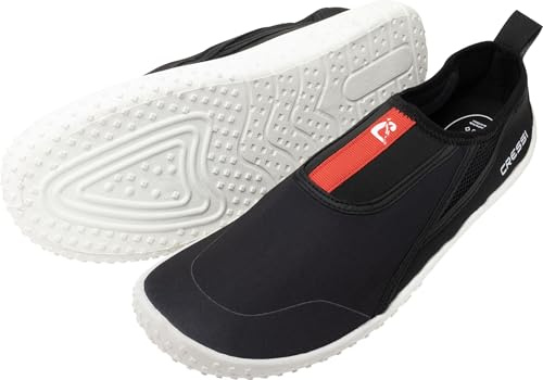 CRESSI Kiwi Shoes Black/Red White Sole 44 - Calzado Unisex Ideal para Deportes Acuáticos y Paseos en Ambientes Húmedos, en el Mar y en la Playa, Negro/Rojo Suela Blanco, 44