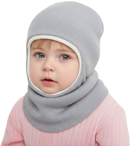 DRESHOW Cappello Passamontagna Bambino Inverno Bambini Cappello Invernali Calda Cappuccio in Maglia Foderato in Pile per Bambini Ragazzi Ragazze 1-6 Anni