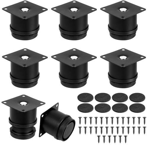 8 Pièces Pied de Meuble Reglable 5 cm, Pieds de Meuble pour Armoire Canapé | Pied Meuble Salle de Bain Cuisine, Plastique Acier Inoxydable, Hauteur Réglable 0-10mm, avec 32 Vis et 8 Coussinet adhésif