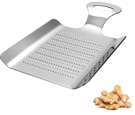 Stainless Steel Professional Grater for Nutmeg, Chocolate, Ginger, Fine Zester with Handle, 4.3 x 3 Inches, Kitchen Grater Tool
