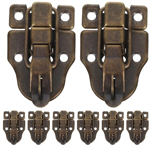 TOMETURE 8 pezzi Chiusura a scatto a becco d'anatra per scatole: piccola chiusura a levetta con lucchetto - in ferro per scatola di legno artigianale, portagioie, baule decorativo vintage
